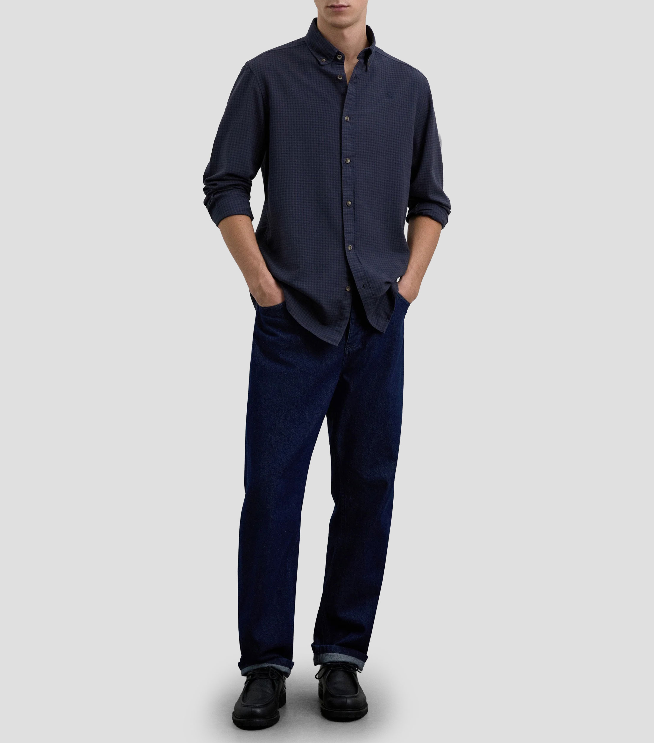 Camisa con cuadros manga larga Hombre